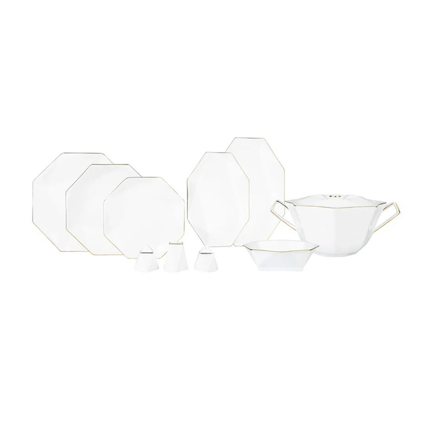 Karaca Fine Pearl Extra Quartz Gold 62-Piece Dinner Set for 12 People | 153.03.08.0188
