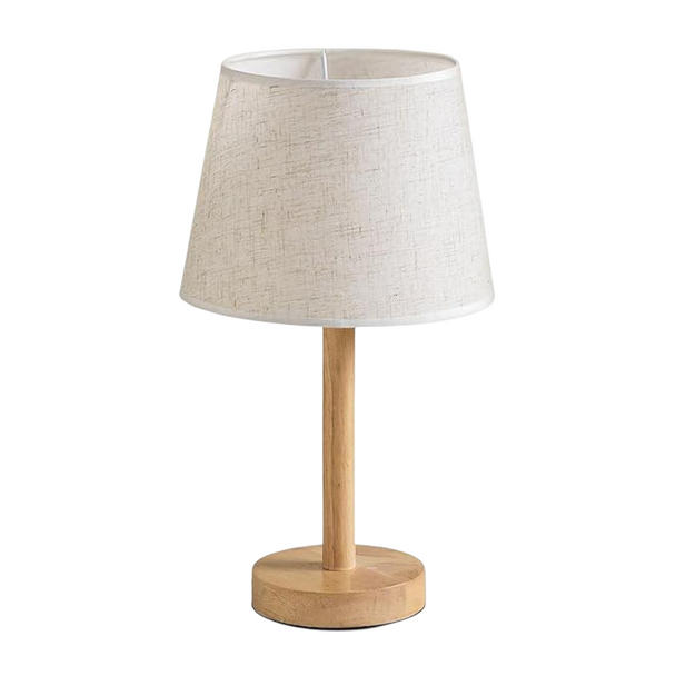 Nordic Minimalist Wooden Table Lamp - 39 cm, Warm Fabric Shade | SK857