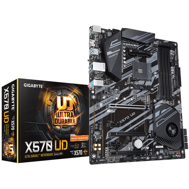 Gigabyte AMD X570 UD Motherboard, Advanced Thermal Design with Enlarge Heatsink, PCIe 4.0 x4 M.2 Connector, PCIe 4.0 x16 Slot Armor with Ultra Durable™ Design, GIGABYTE Gaming GbE LAN with Bandwidth Management, HDMI 2.0 | X570 UD
