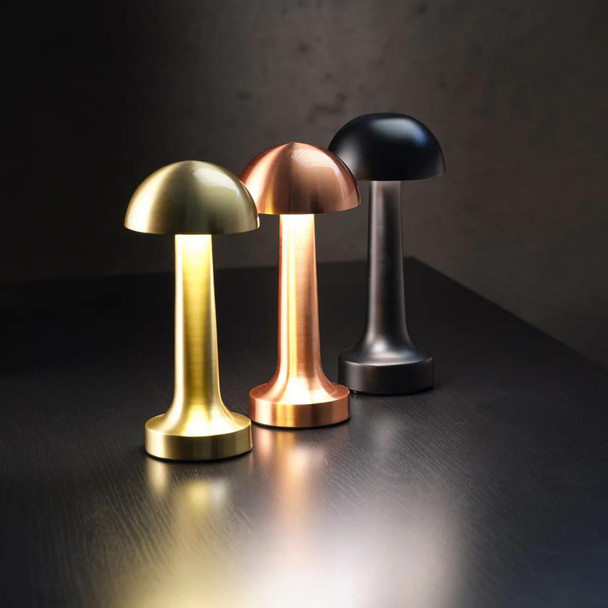 Gold Mushroom LED Table Lamp - 23 cm, Touch Dimming, 3 Light Modes | SK1951420