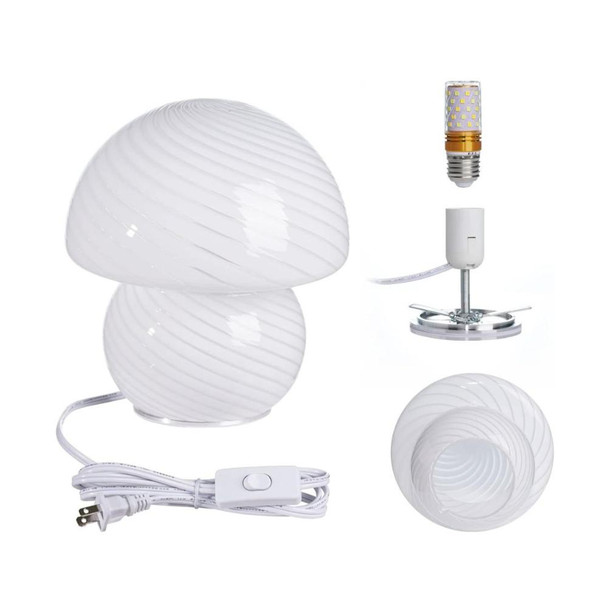 White Decorative Glass Bedside Table Lamp - 18 cm | SK1951416