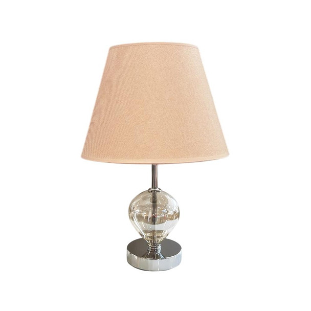 Modern Metallic Glass Table Lamp with Beige Fabric Shade 24 cm | SK924BG
