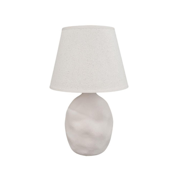 Minimalist White Table Lamp with Stone Oval Base 40 cm | SK927W