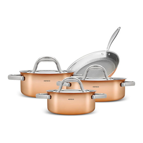 Karaca 3Ply Powersteel 316+ Steel Copper 7-Piece Cookware Set | 153.03.08.0575
