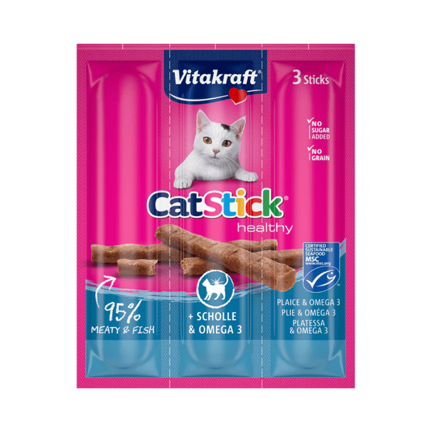 Vitakraft CatStick 3 Healthy Soft Sticks With Plaice Fish and Omega 3 18g | ST-18-O3