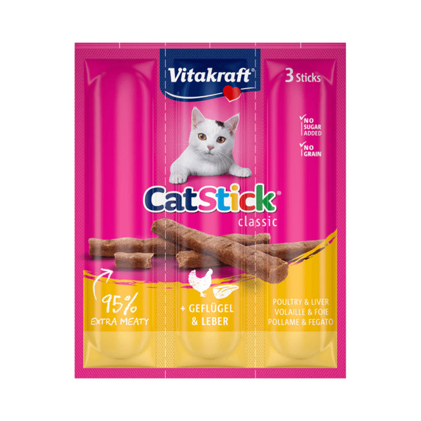 Vitakraft CatStick 3 Classic Soft Sticks With Chicken and Liver 18g | ST-18-C&L