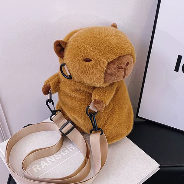 Capybara Plush Shoulder Bag 35cm – Brown | AL24402