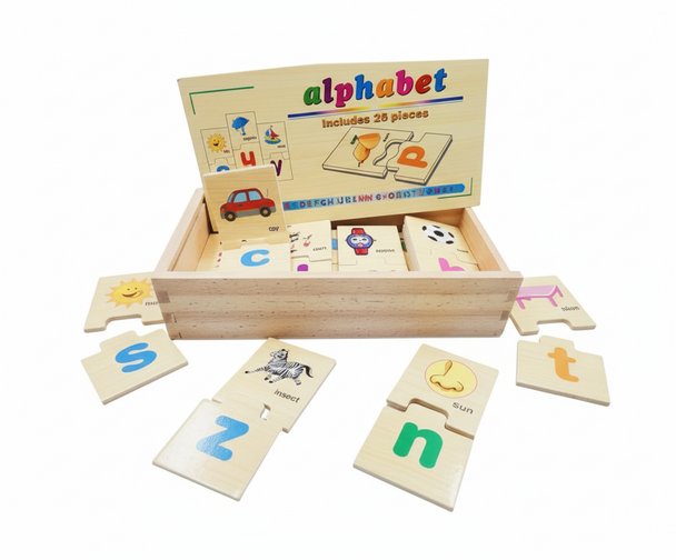 Kids English Alphabet Wooden Letter Matching Box - 26 Pieces | AL4481