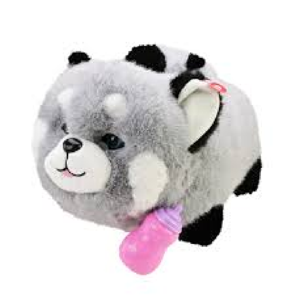 Interactive Husky Plush Toy with Bottle – Grey | BL-352