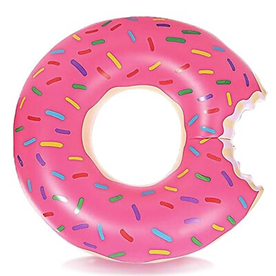 Inflatable Red Donut Swim Ring - Pool Float for Kids & Adults | 583-5