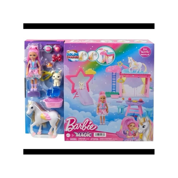 Barbie A Touch of Magic Color Change Playset with Doll & Unicorn | HNT67