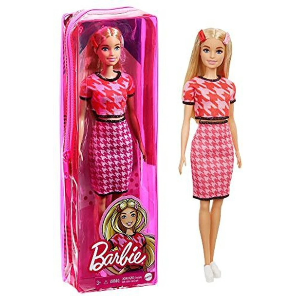 Barbie Fashion Doll in Red Patterned Top & Skirt | GRB19
