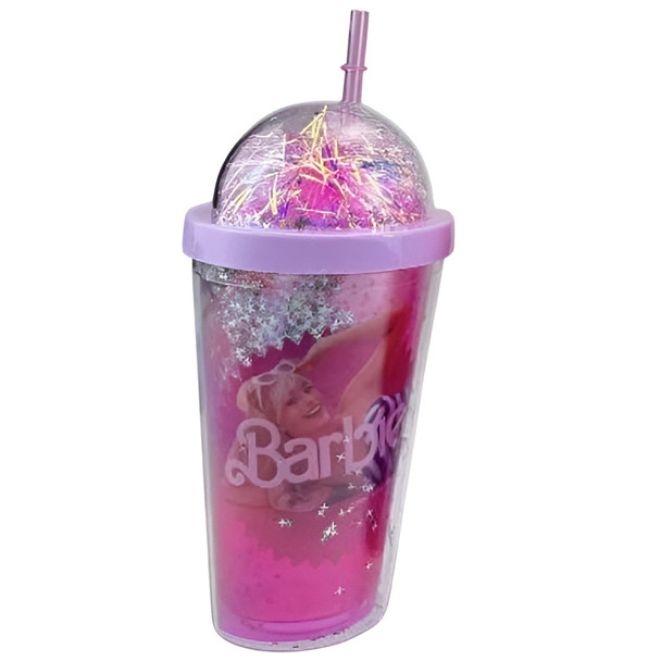 Kids Barbie Double Wall Glitter Tumbler Cup with Straw & Dome Lid – Lilac | AL6620-13D