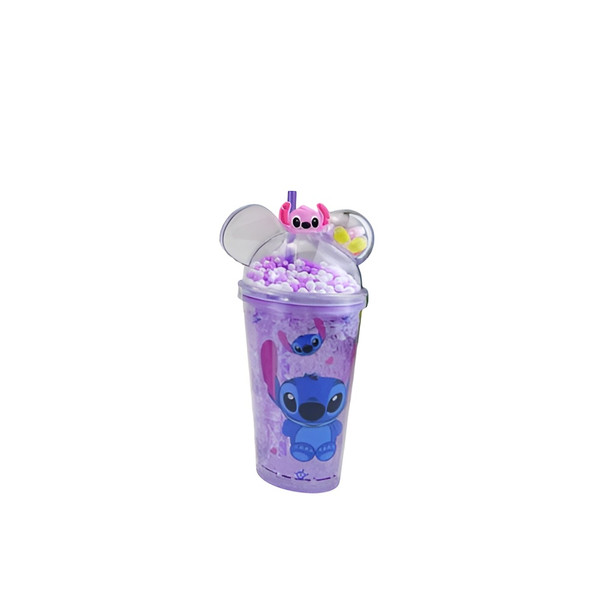Kids Stitch Double Wall Glitter Tumbler Cup with Straw & Dome Lid – Purple | AL6620-10PR
