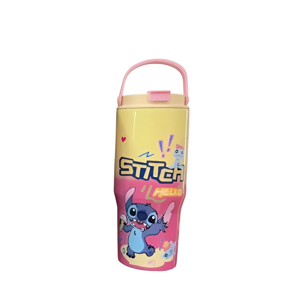 Kids Stitch Insulated Travel Tumbler with Handle & Lid – Yellow & Pink | AL6620-21A