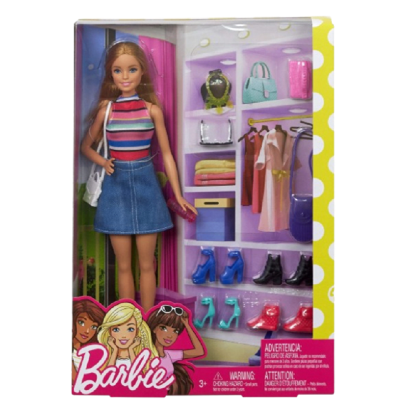 Barbie Fashion Doll with Wardrobe & Accessories Set | FVJ42
