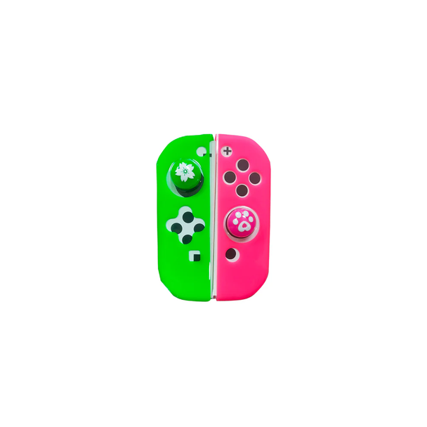 Lucky Fox Joy-Con Silicone Case with Thumb Grips - Green/Pink