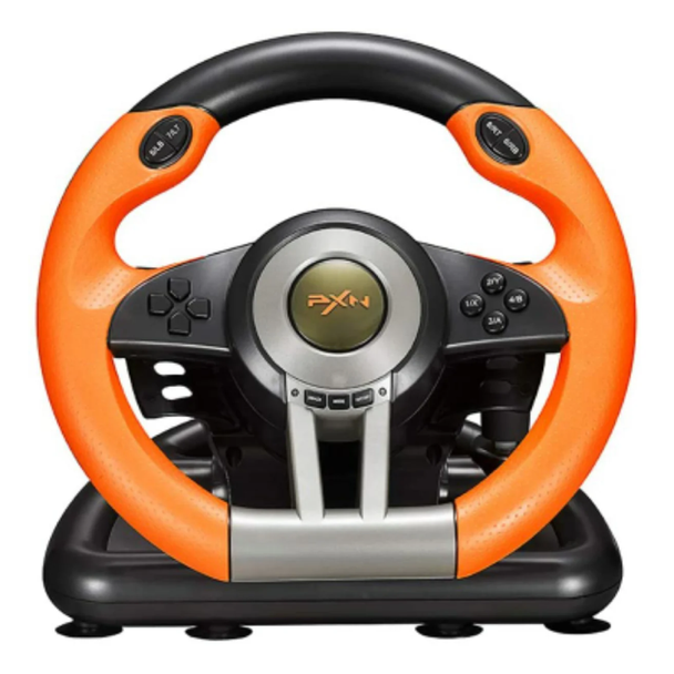 PXN V3 Pro 180° Steering Wheel with Pedals & Vibration Feedback - Orange