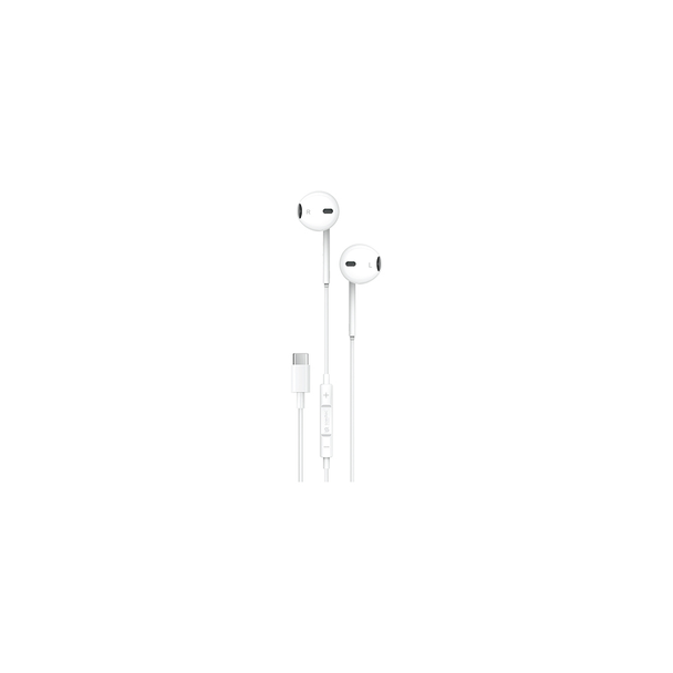Porodo Soundtec white Type-C wired stereo earphones with in-line mic and 3-button control