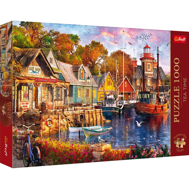 Trefl Premium Plus Quality - Tea Time: Coastal Village 1000-Piece Jigsaw Puzzle | 10796