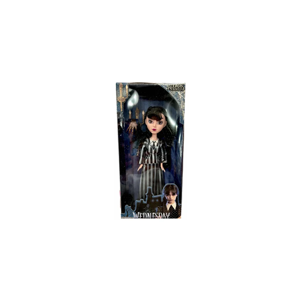 Wednesday Doll – Black & White Striped Dress (Variant 2) | K322