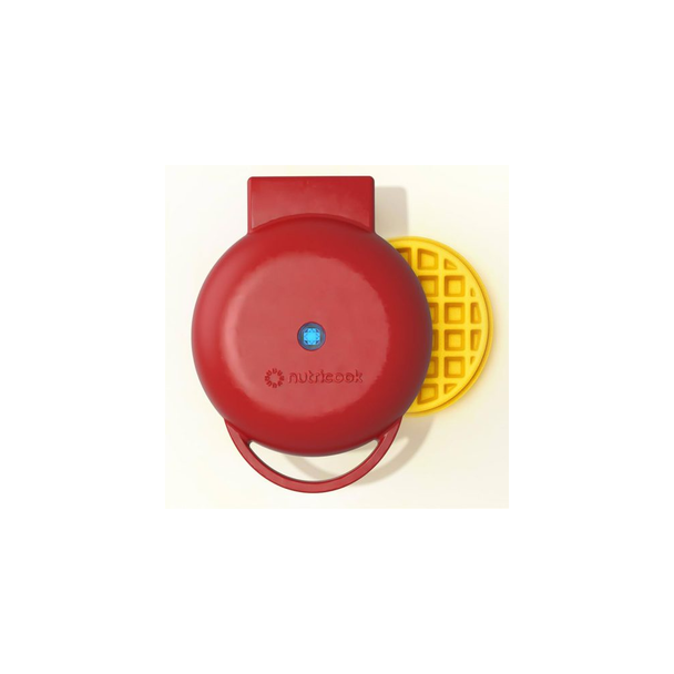 Nutricook Mini Waffle Maker Red - Adjustable Temperature Control - 1000W | NC-WM100
