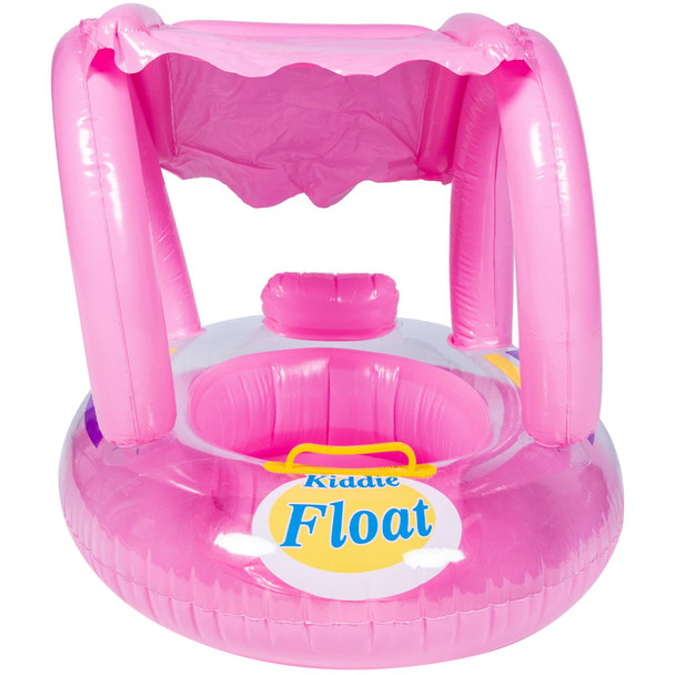 Inflatable Kids Swim Ring with Sunshade Seat - Pink | 583-70