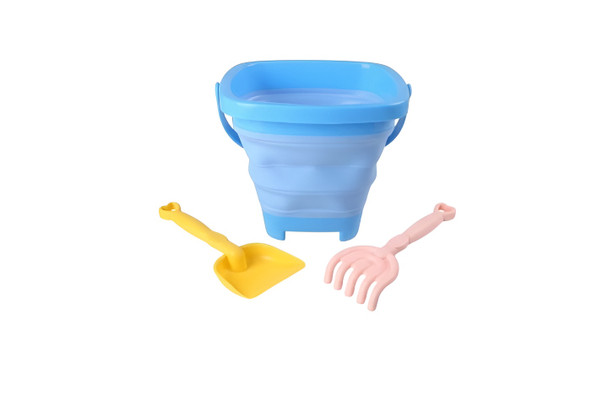 Collapsible Beach Bucket Toy Set 3PCS - Foldable Sand Play Kit | 587-13
