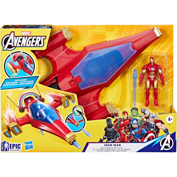Hasbro Marvel Avengers Epic Hero Series Iron Man Repulsor Blast Battle Jet | HBAVF9329
