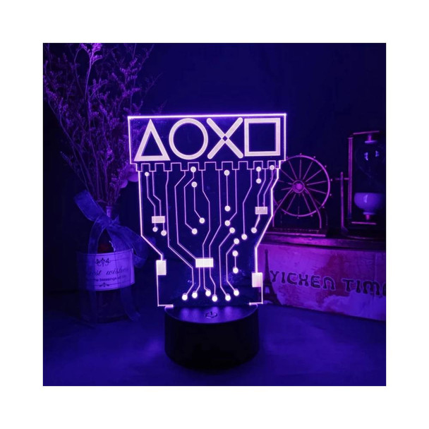 Gaming Room Desk Setup Lighting Decor 3D PlayStation Icons LED Night Lamp - 7 Color Change