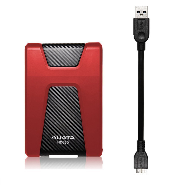 Adata HD650 1 TB Portable External Hard Drive -2.5 Inches, Red | AHD650-1TU31-CRD