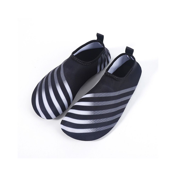 Unisex Aqua Water Shoes Slip-On Quick Dry Striped Design – Black | 588-5