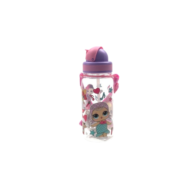 Kids Water Bottle with Straw Mermaid Doll Design – Pink | SH-2002A