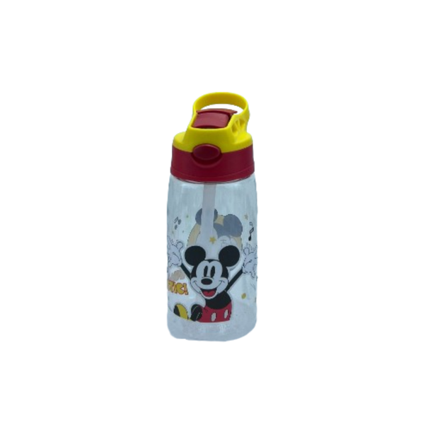 Kids Water Bottle with Straw Mickey Mouse Design Yellow & Red | LZ-23122-6