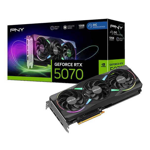 PNY GeForce RTX 5070 12GB DDR7 PCIe 5.0 OC Overlocked Graphic Card | VCG507012TFXPBA1-O