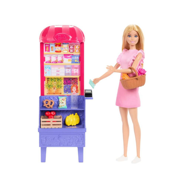 Barbie Malibu Shopping Playset Market Stand with Doll | MTBBJCT05