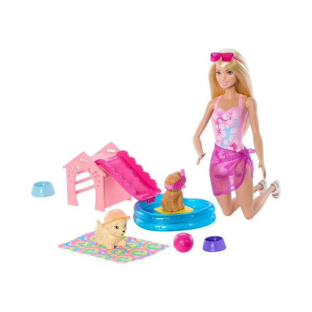 Barbie Puppy Pool Party Playset with Doll & Pets | MTBBJBF35