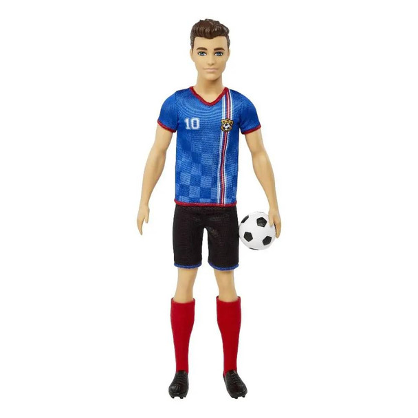 Ken Soccer Doll Blue Jersey Athlete with Ball | MTBBHCN15
