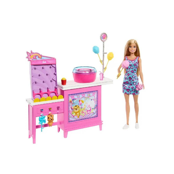 Barbie Mysteries Beach Cotton Candy Booth Playset with Doll | MTBBJFV67