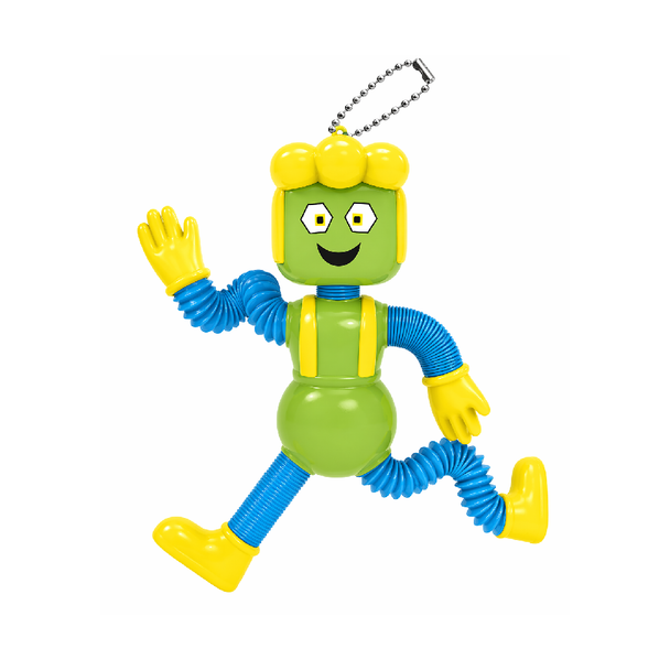 Stretchy Pop Tube Square Head Character Keychain Toy – Green & Blue Edition | SS-6123-4