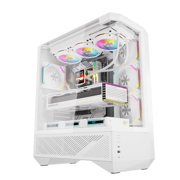 DarkFlash ATX PC Case With 4 ARGB Fans - White | DY460