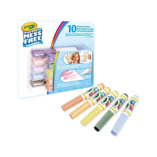 Crayola Color Wonder Mini Pastel Markers 10-Count Mess-Free | CY757019