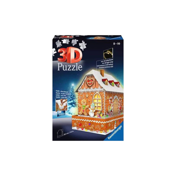Ravensburger Gingerbread House Night Edition 3D Puzzle 216 Pieces | RV11237-1