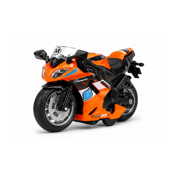 Sport Motorcycle Toy – Orange Die-Cast Racing Bike Model with Sound & Pull Back | MY66-D1214