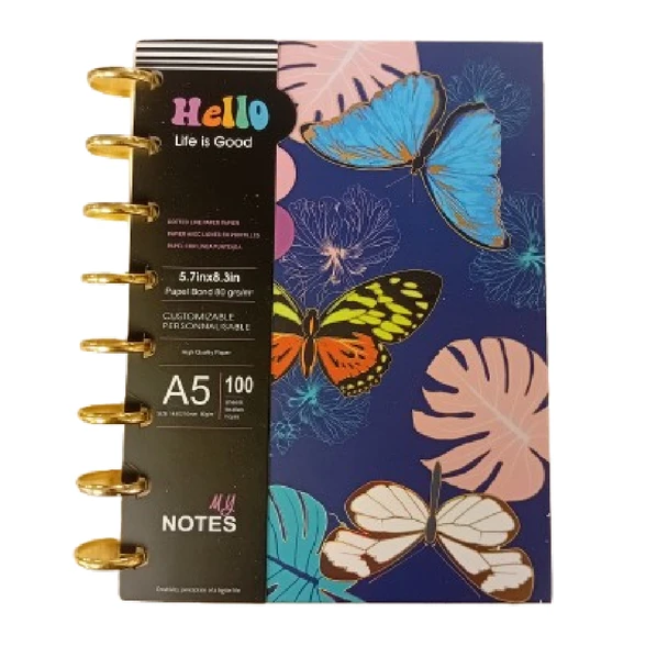Notebook Blue - 20.5x15.5cm - Butterfly | D318