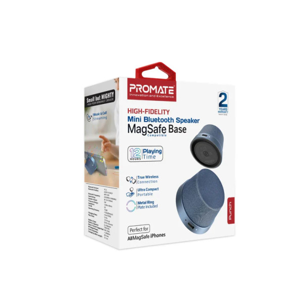 Promate Punch Mini - Bluetooth Speaker with MagSafe Compatibility | PUNCH.NAVY