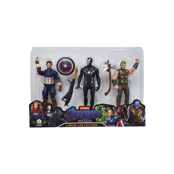 Avengers 3-Piece Action Figure Set Captain America Black Panther Thor | 826-3H