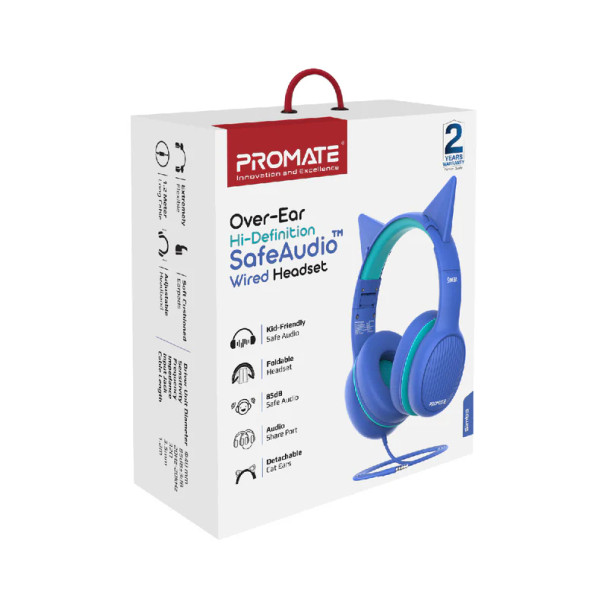 Promate Simba Wired Over-Ear Headset - Aqua | SIMBA.AQUA