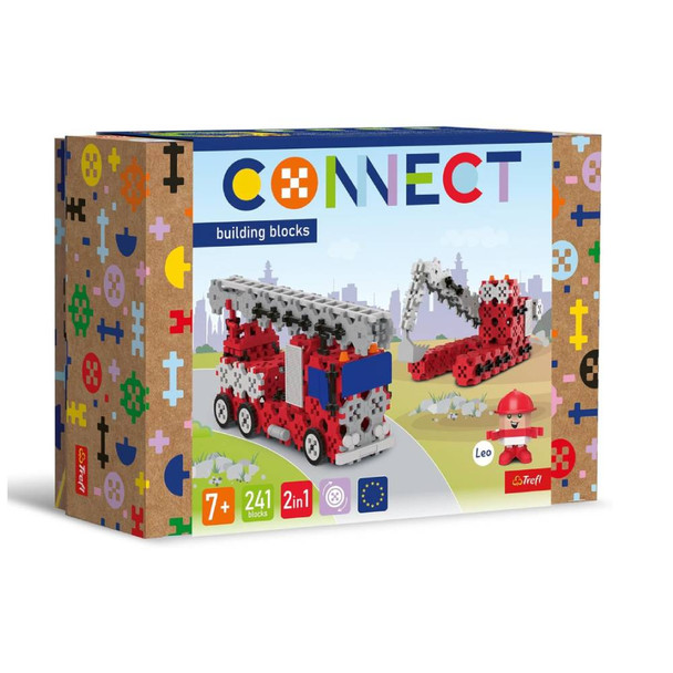 Trefl Connect 2-in-1 Fire Truck & Crawler Excavator 241-Piece Building Set | 61972