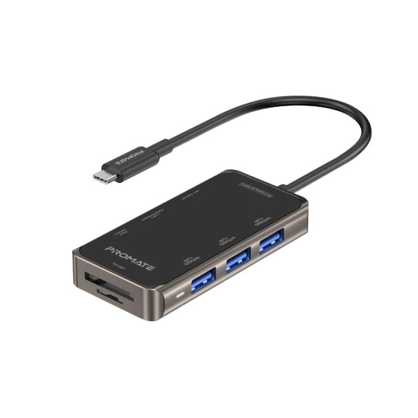 Promate Ultra-Compact USB-C Hub with 100W Power Delivery | PrimeHub-Mini